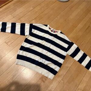 Boden Navy and Cream Striped Shirt